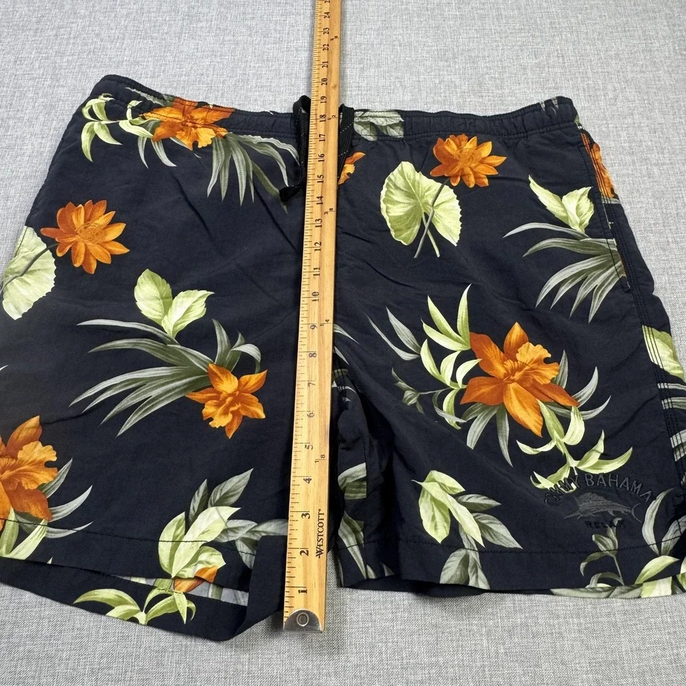 Tommy Bahama Swim Trunks Shorts Mens M Blue Floral Drawstring Built-In Brief